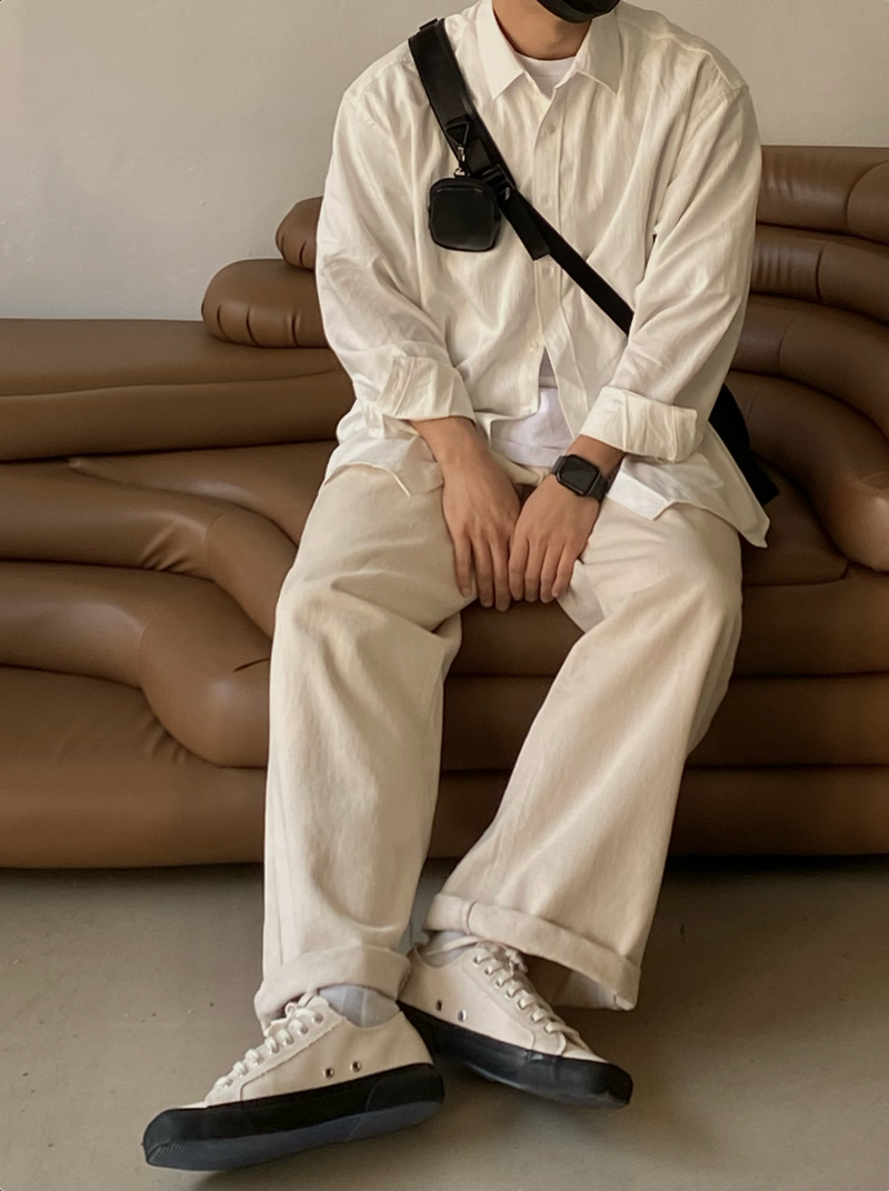 Ivory balloon wide pants