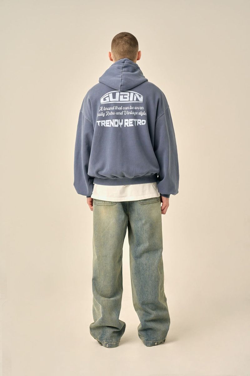 PIGMENT OVERSIZED LOGO HOOD - BLUE