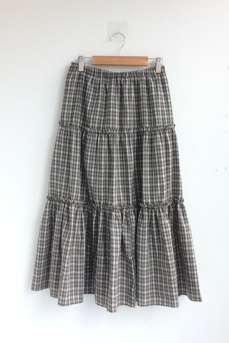 Meirin Shirring Checkered Skirt