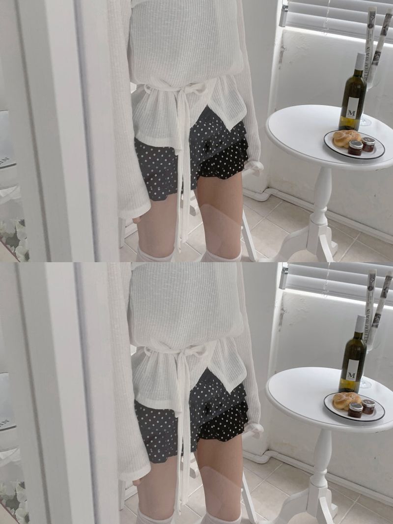 DOTINA Ruffle Dot Mini Pants Skirt (Black)
