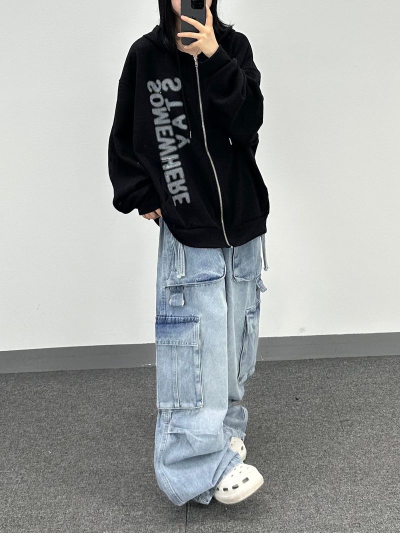 Dリングロングデニムパンツ