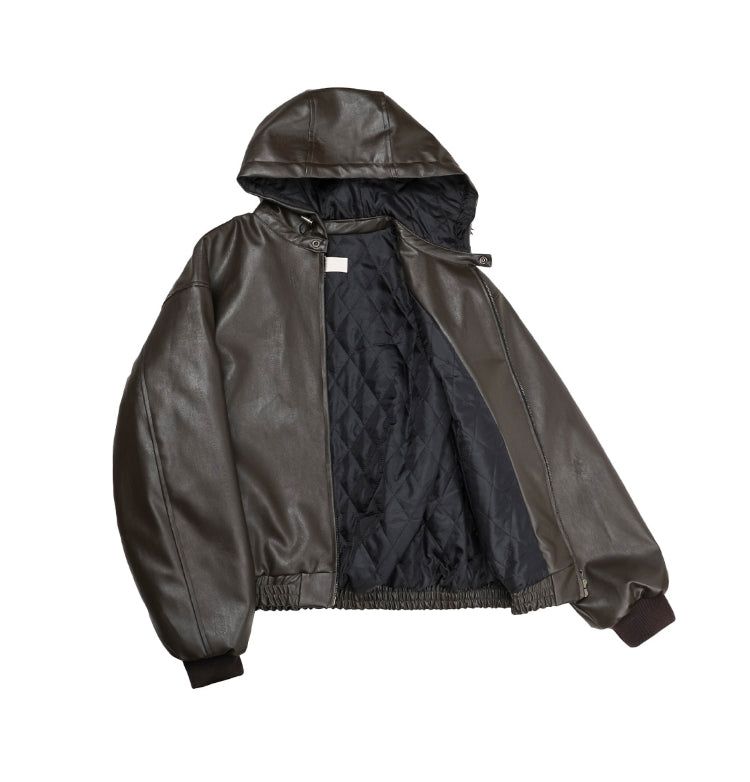 DL Leather Hooded Jumper (4oz)