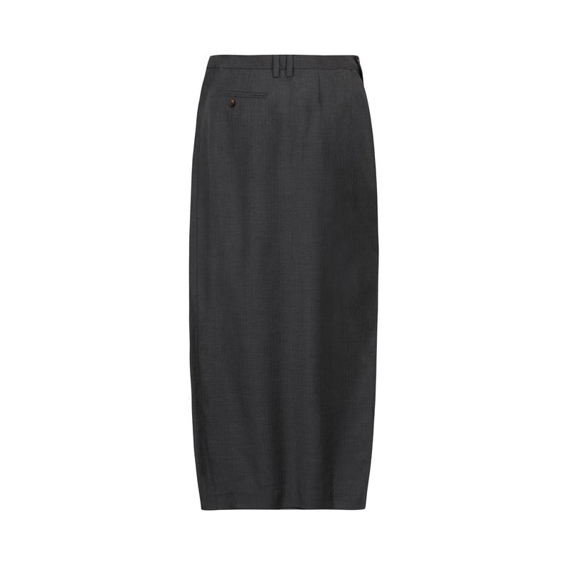[ULKIN] Asymmetric Stripe Maxi Skirt_Charcoal