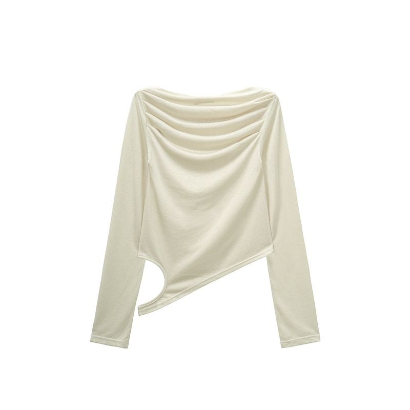 OFF SHOULDER SHIRRING CUT-OUT TOP (PALE GREEN)
