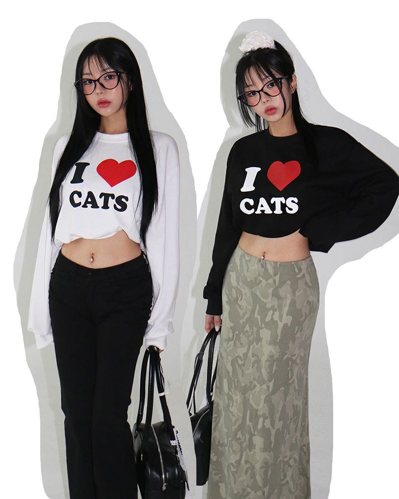 Delight-J(ディライトジェイ)の「I love cropped sweatshirt(Tops)」