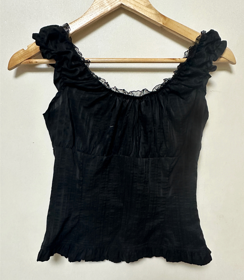 FRILL LACE BLOUSE SLEEVELESS 🤍🖤