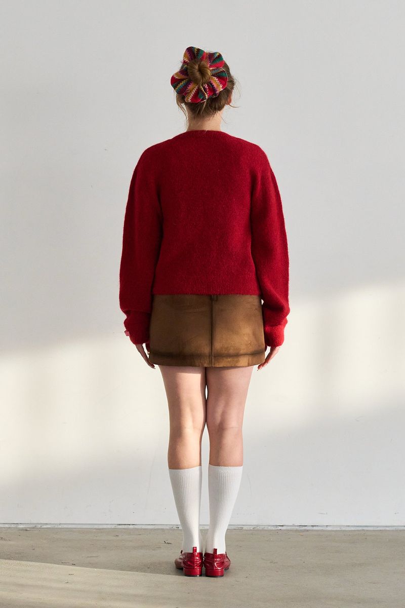 CLASSIC BUTTON CARDIGAN RED