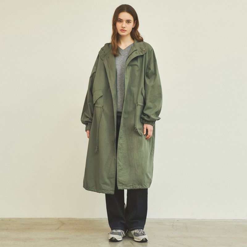 90s Classic Fishtail Long Bomber Jacket_Khaki