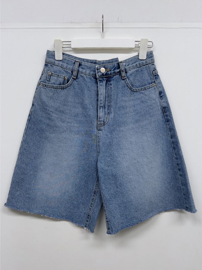 Out Half-Length Wide Denim Pants