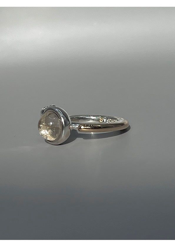 NOTE RING GOLD(silver+16K gold plated, rutilated quartz)