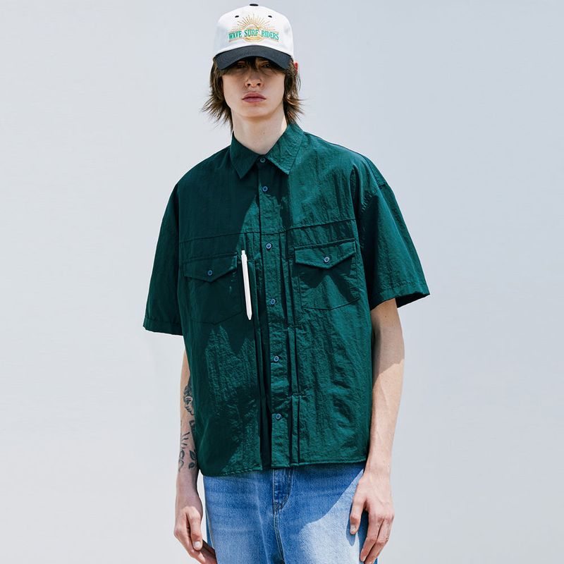 2ND TYPE TRUCKER NYLON SHIRT DARK GREEN