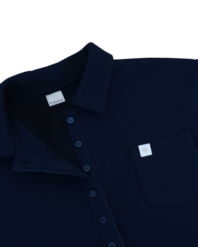 Frill 8 button pk shirt / navy