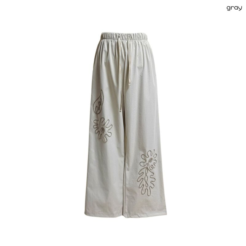 (2color) Cord Flower Embroidery Pants