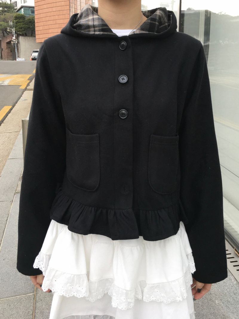 Frill Suede Check Color Block Jacket (2c)