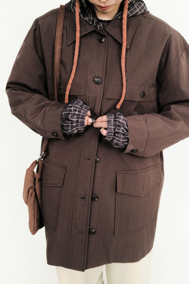 Single collar utility half coat (2color)