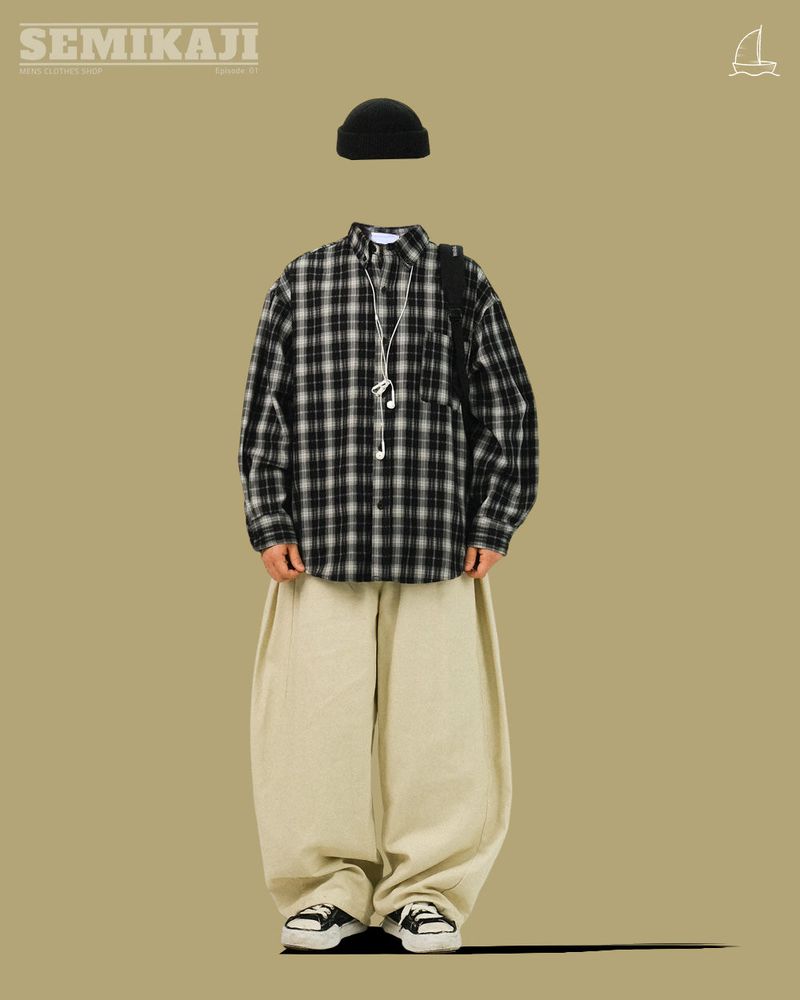 BU Hard Overfit Check Shirts Jacket