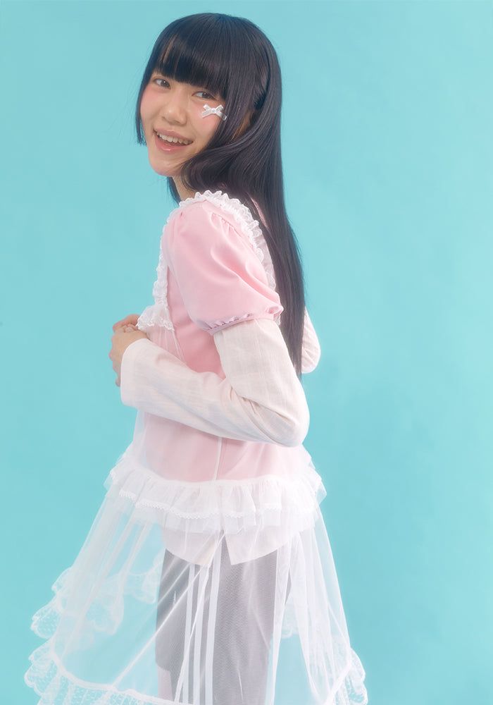 layered puff top_pink