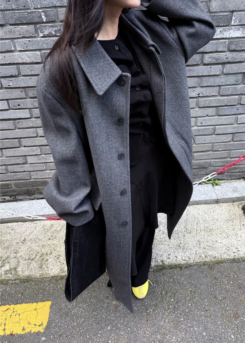 WOOL HIGHNECK LONG COAT