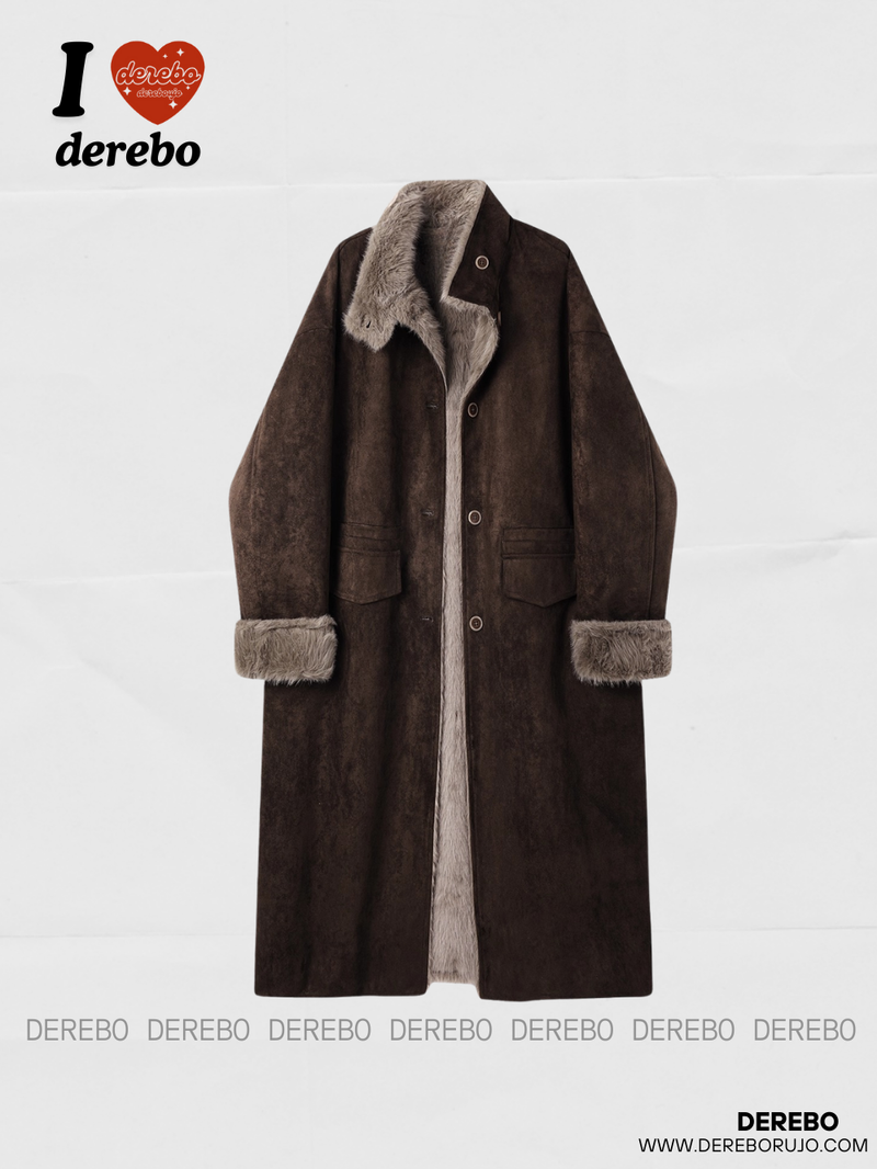 Modern Warm Suede Mustang Long Coat