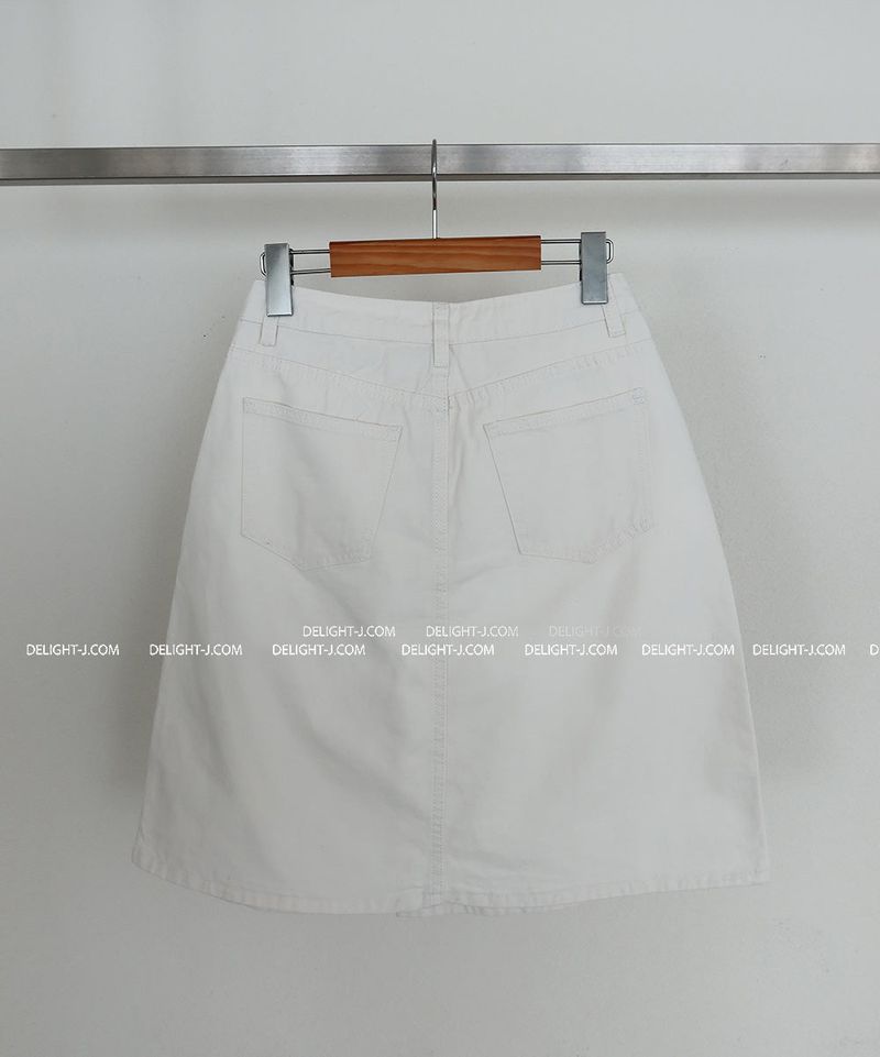 Basic pintuck cotton midi skirt