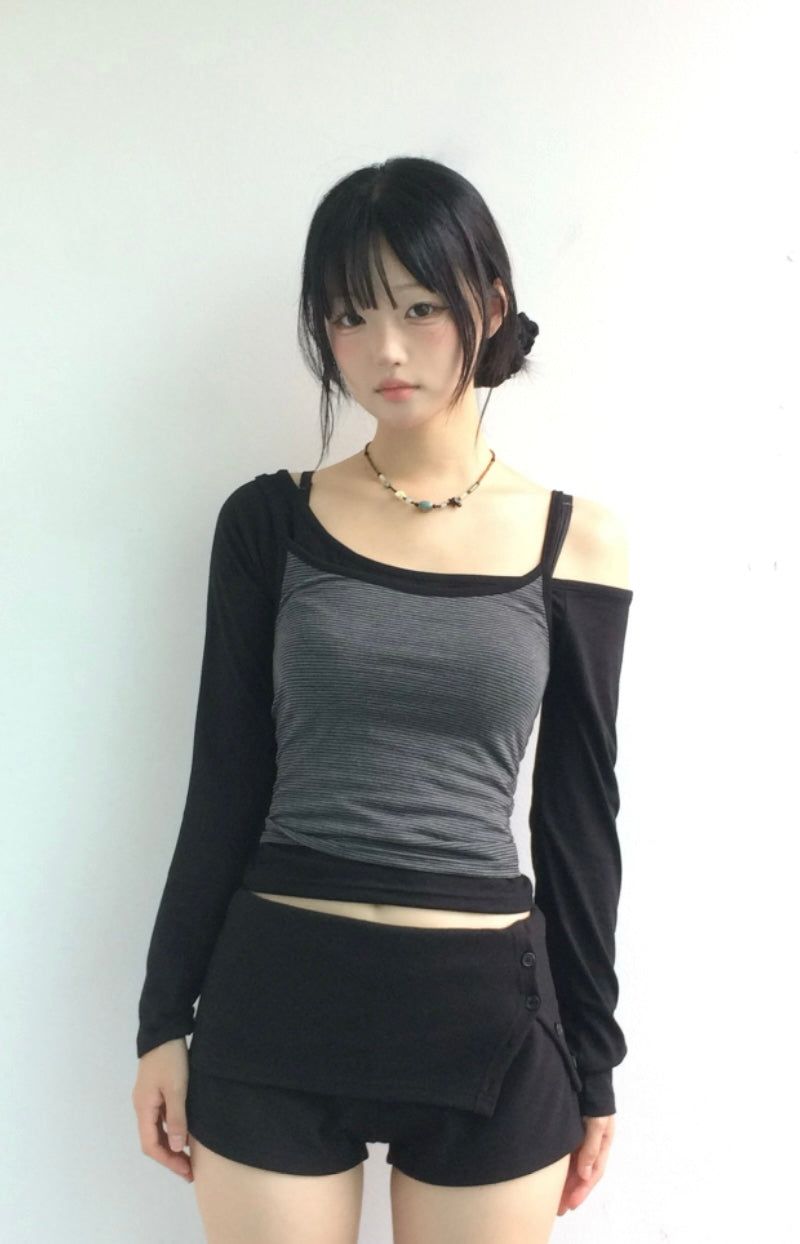 Striped mood layered t