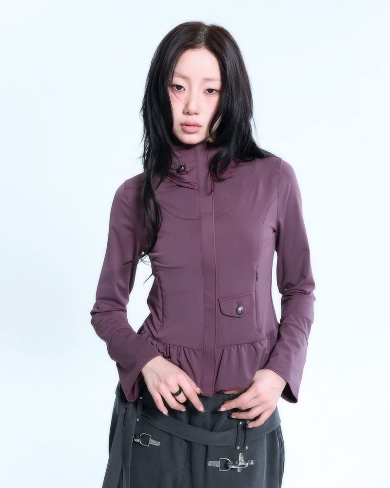 Ruffle Two Way zip-up - Old Plum