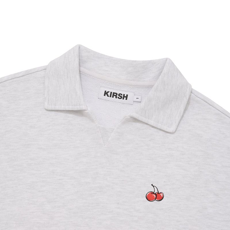 CHERRY OPEN COLLAR SWEATSHIRT [MELANGE GRAY]