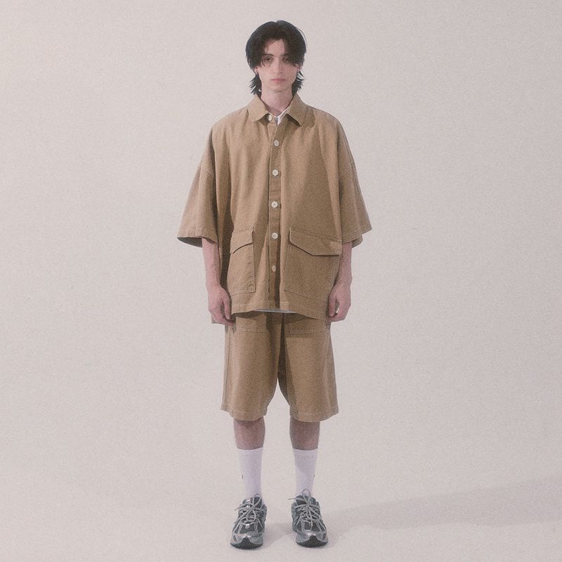bio jacquard pocket shirts_beige
