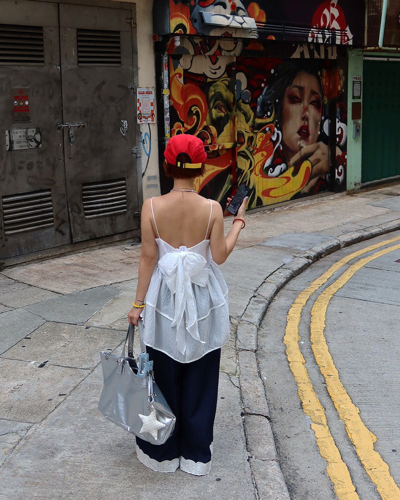 double ribbon jacquard bustier long blouse