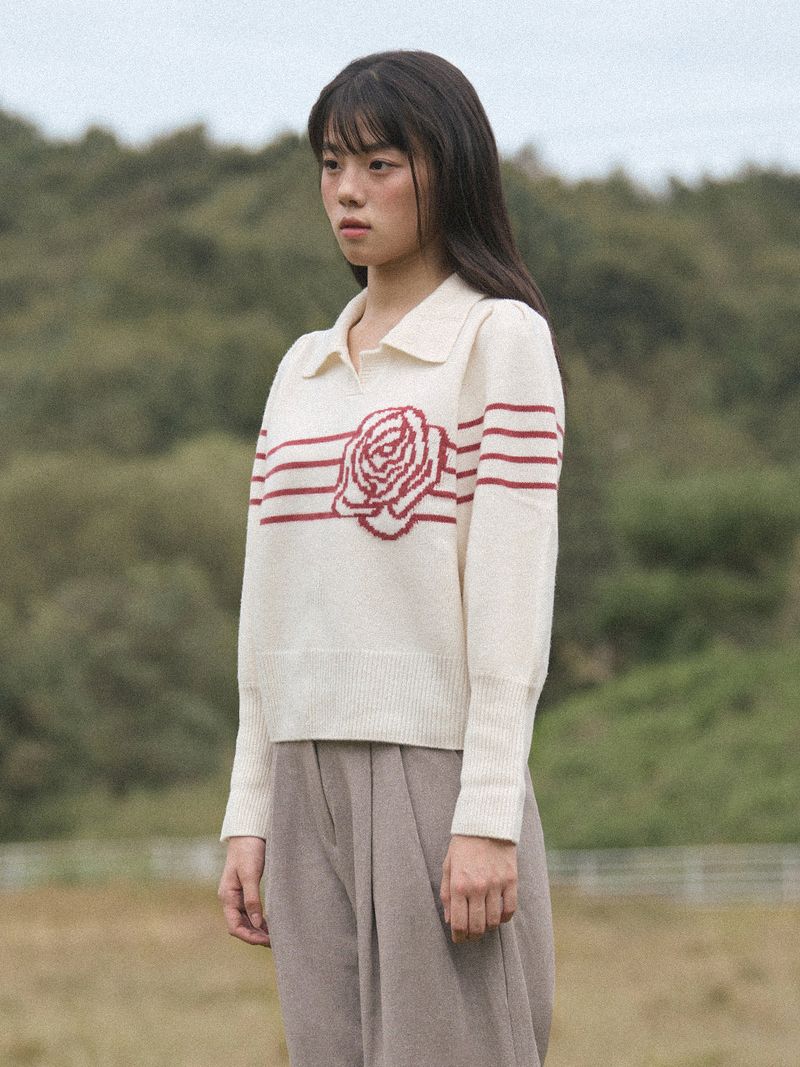 Rose Collar Knit (Ivory)
