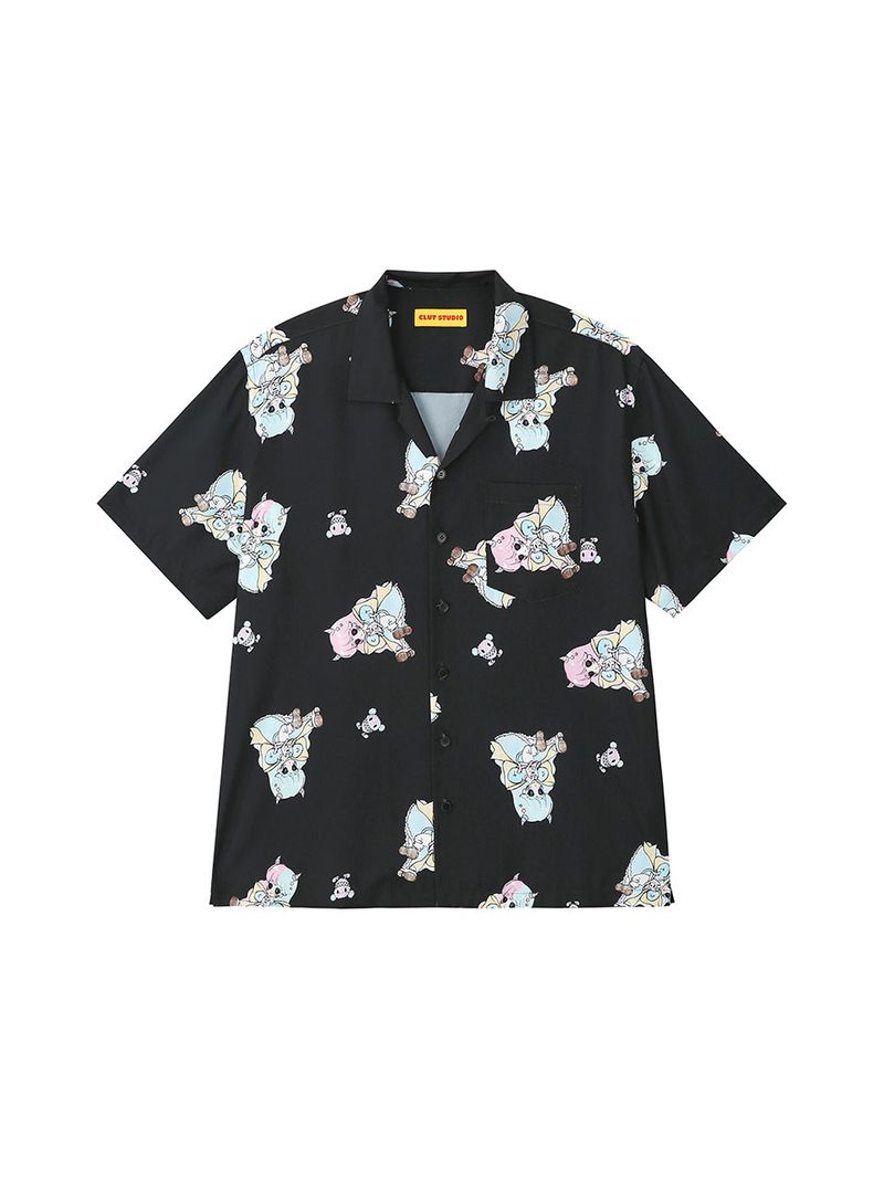 0 7 coke devil hawaiian shirt - BLACK