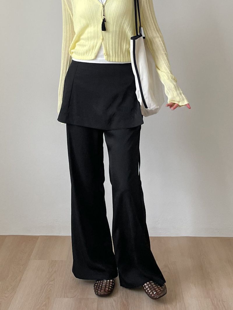 Satin Wrap Bootcut Wide Pants