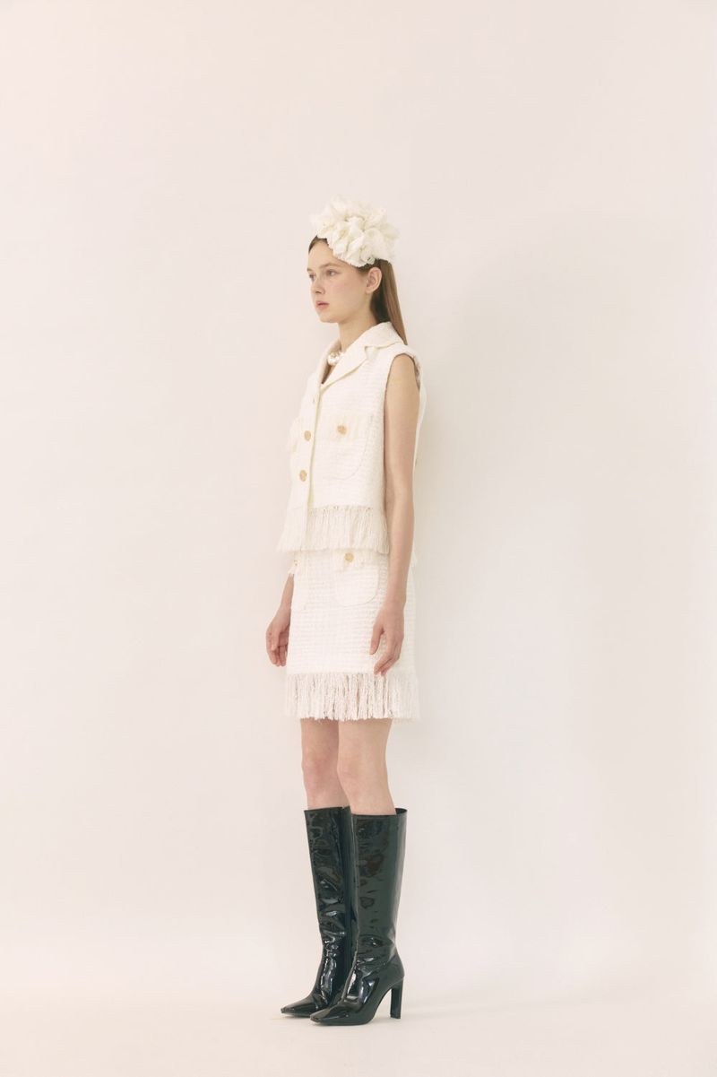 Tweed fringe vest