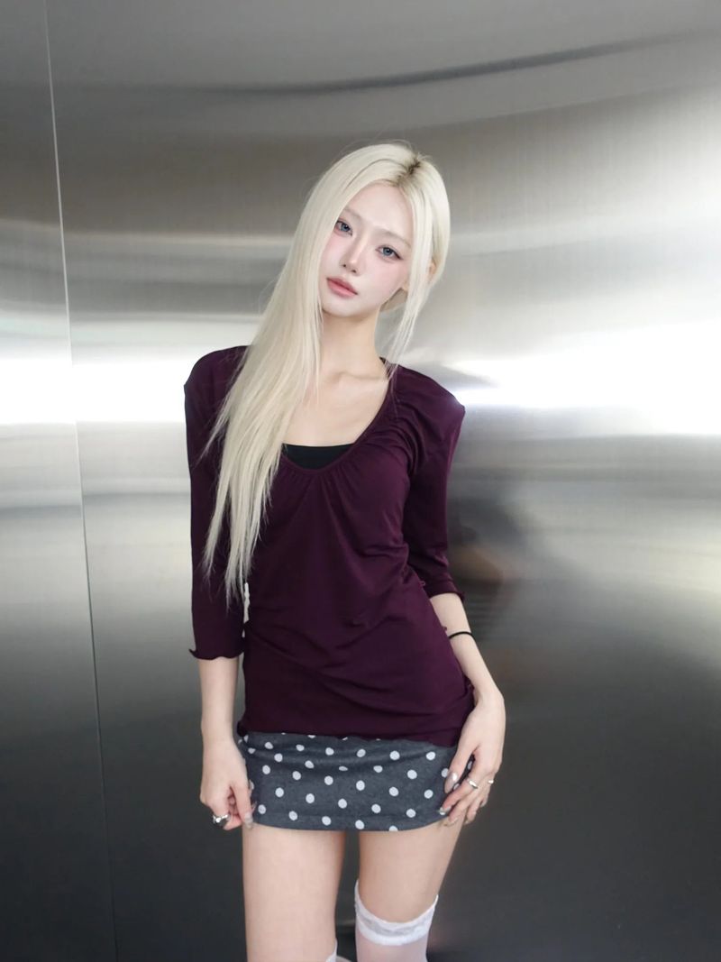 Mauve Shirred Top