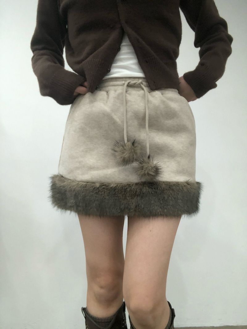 Soft Fur Brown Sweat Skirt
