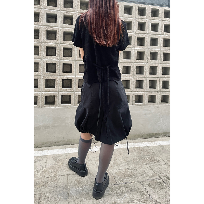 PUMPKIN STRING SKIRT : BLACK