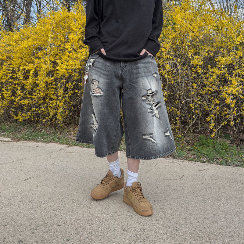 Level-Distressed Bermuda Denim Shorts