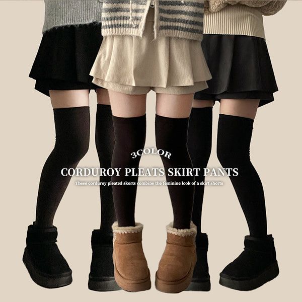 hijjoo（ハイチュー）の「Doin corduroy pleats skirt pants mini skirt（Skirts）」