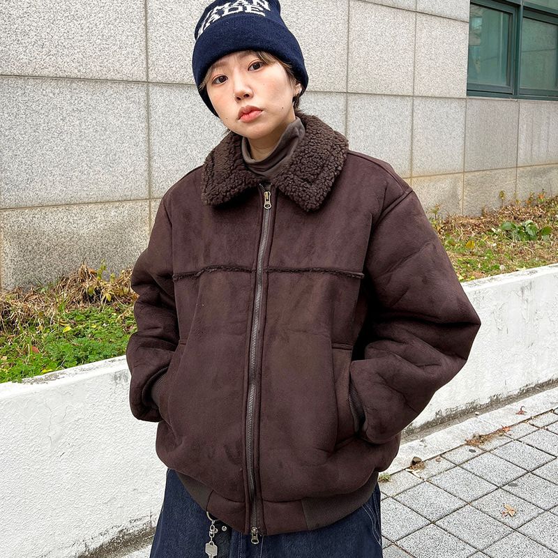 peanut wool suede jacket