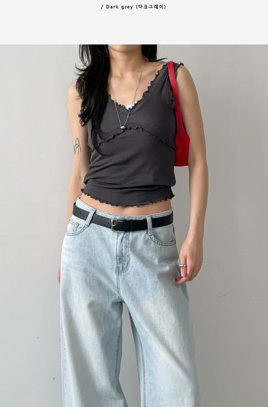Ruffle V-Neck Sleeveless Top