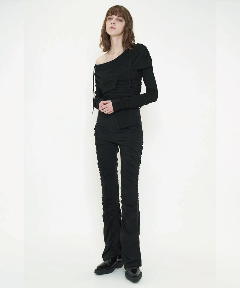 FLARE GATHER SLACKS PANTS