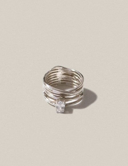 Sunset White Tangled Ring