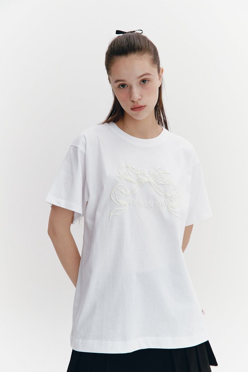 Ribbon Boxy T White