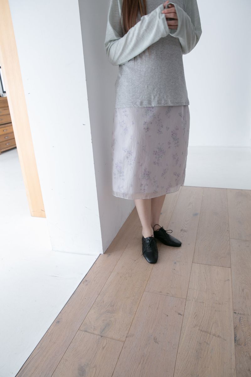 nylon flower midi skirt(2colors)