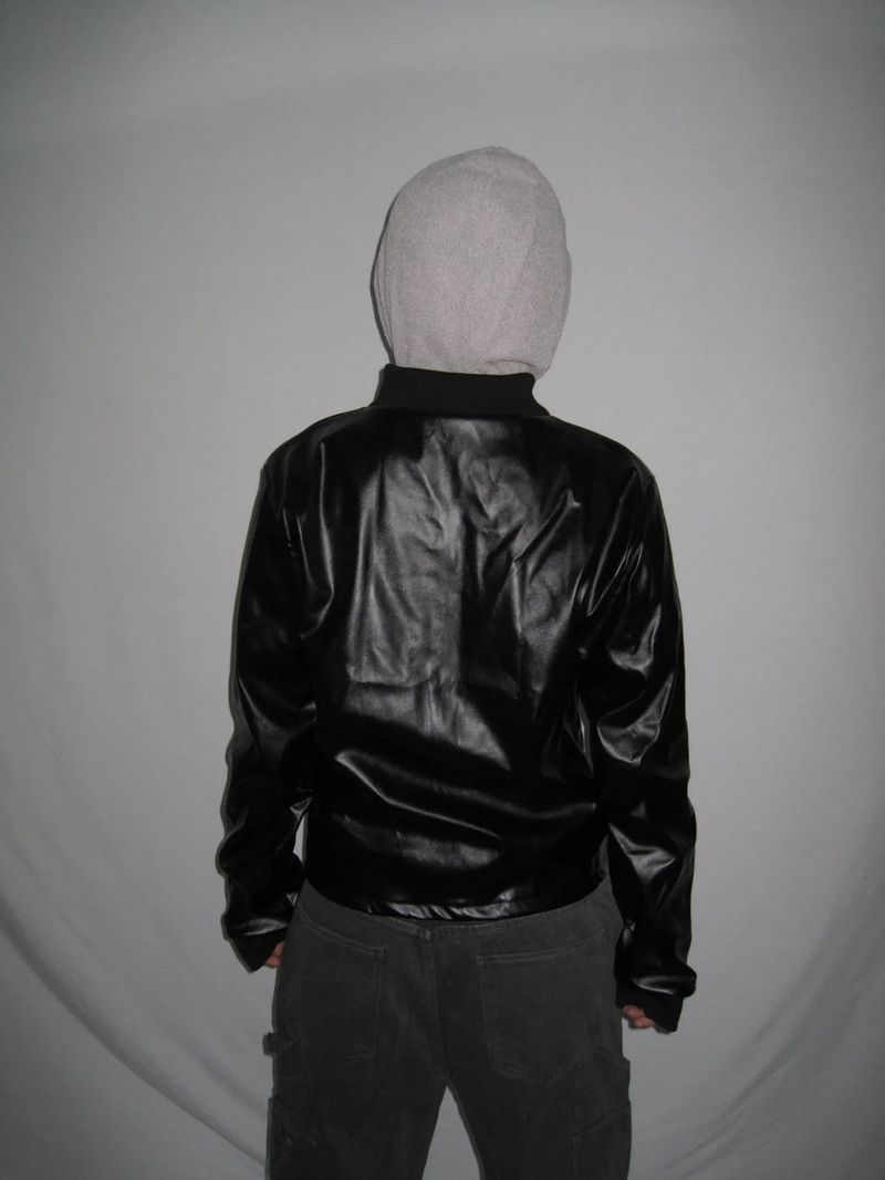 Leather Jersey Zip-Up Jacket