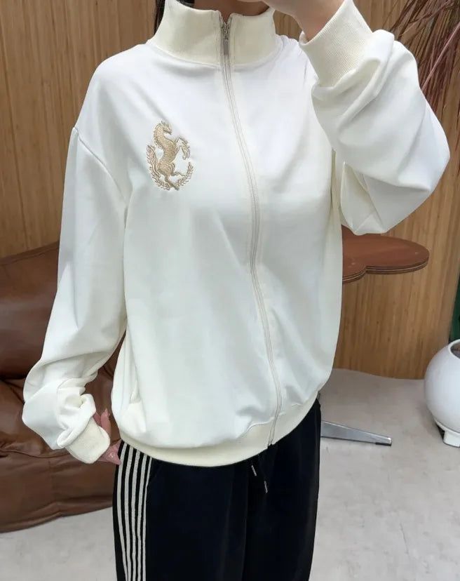 Nica Horse Embroidered Zip-Up