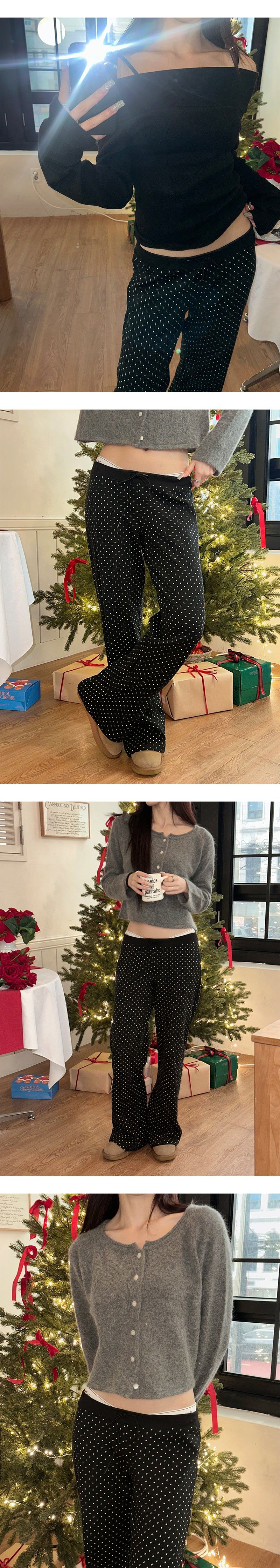 Dot row banding pants(3color)
