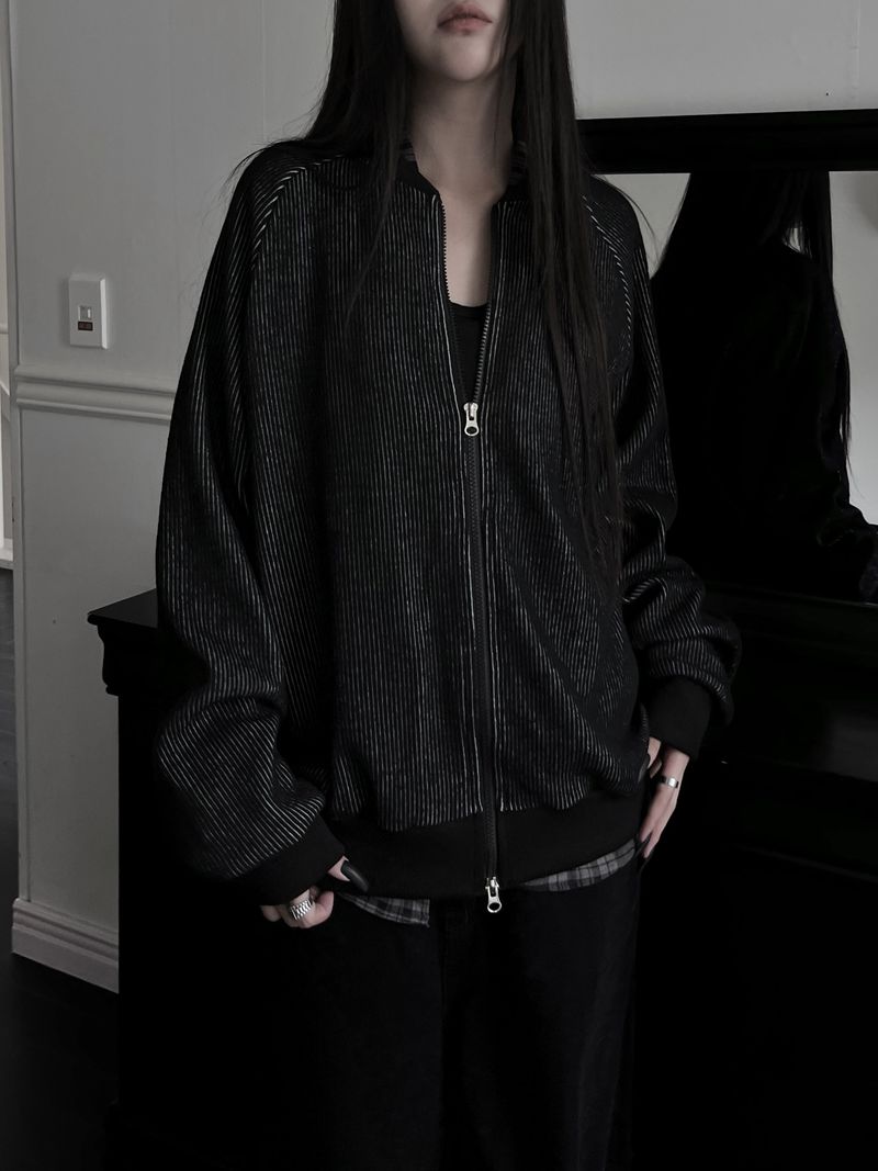 pair wool stripe zip-up (unisex)