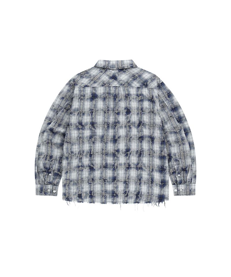 BLEACHED RAW-CUT CHECK SHIRT