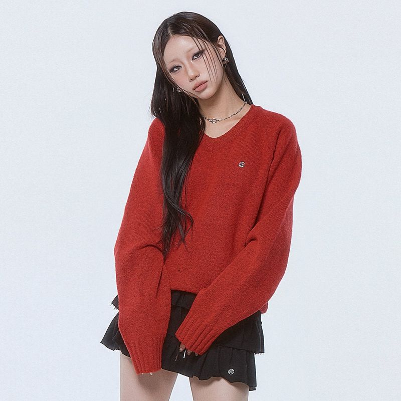 (DUC) Raglan Knit Red